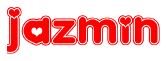 The image displays the word Jazmin written in a stylized red font with hearts inside the letters.