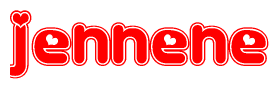 The image displays the word Jennene written in a stylized red font with hearts inside the letters.