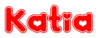 The image displays the word Katia written in a stylized red font with hearts inside the letters.