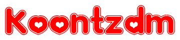 The image displays the word Koontzdm written in a stylized red font with hearts inside the letters.