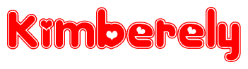 The image displays the word Kimberely written in a stylized red font with hearts inside the letters.
