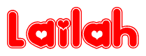 The image displays the word Lailah written in a stylized red font with hearts inside the letters.