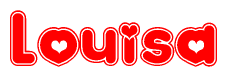 The image displays the word Louisa written in a stylized red font with hearts inside the letters.