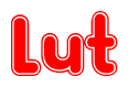 The image displays the word Lut written in a stylized red font with hearts inside the letters.