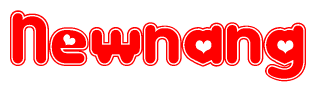 The image displays the word Newnang written in a stylized red font with hearts inside the letters.