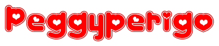 The image displays the word Peggyperigo written in a stylized red font with hearts inside the letters.