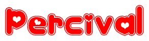 The image displays the word Percival written in a stylized red font with hearts inside the letters.