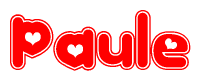 The image displays the word Paule written in a stylized red font with hearts inside the letters.