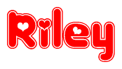 The image displays the word Riley written in a stylized red font with hearts inside the letters.
