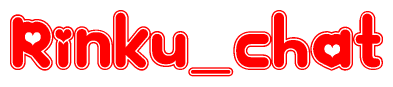 The image is a clipart featuring the word Rinku chat written in a stylized font with a heart shape replacing inserted into the center of each letter. The color scheme of the text and hearts is red with a light outline.