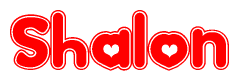 The image is a clipart featuring the word Shalon written in a stylized font with a heart shape replacing inserted into the center of each letter. The color scheme of the text and hearts is red with a light outline.