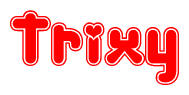 The image displays the word Trixy written in a stylized red font with hearts inside the letters.