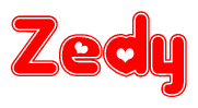 The image displays the word Zedy written in a stylized red font with hearts inside the letters.