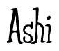 The image is of the word Ashi stylized in a cursive script.