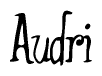 The image contains the word 'Audri' written in a cursive, stylized font.