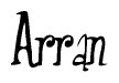 The image is of the word Arran stylized in a cursive script.