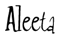 The image contains the word 'Aleeta' written in a cursive, stylized font.