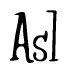 The image is of the word Asl stylized in a cursive script.