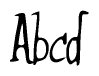 The image is of the word Abcd stylized in a cursive script.