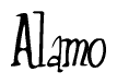 The image is a stylized text or script that reads 'Alamo' in a cursive or calligraphic font.