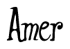 The image contains the word 'Amer' written in a cursive, stylized font.