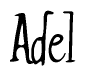 The image is a stylized text or script that reads 'Adel' in a cursive or calligraphic font.