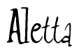 The image is of the word Aletta stylized in a cursive script.