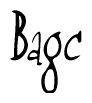The image is a stylized text or script that reads 'Bagc' in a cursive or calligraphic font.