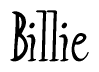 The image is a stylized text or script that reads 'Billie' in a cursive or calligraphic font.
