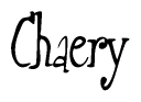 The image is a stylized text or script that reads 'Chaery' in a cursive or calligraphic font.