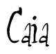The image contains the word 'Caia' written in a cursive, stylized font.
