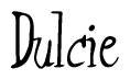 The image is of the word Dulcie stylized in a cursive script.
