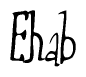 The image contains the word 'Ehab' written in a cursive, stylized font.
