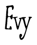 The image is of the word Evy stylized in a cursive script.