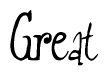 The image is of the word Great stylized in a cursive script.