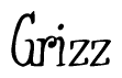 The image contains the word 'Grizz' written in a cursive, stylized font.