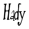 The image contains the word 'Hady' written in a cursive, stylized font.