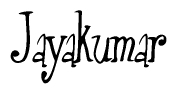 The image is a stylized text or script that reads 'Jayakumar' in a cursive or calligraphic font.