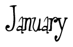 The image is a stylized text or script that reads 'January' in a cursive or calligraphic font.
