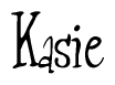 The image is of the word Kasie stylized in a cursive script.