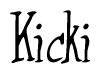 The image contains the word 'Kicki' written in a cursive, stylized font.