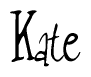 The image is a stylized text or script that reads 'Kate' in a cursive or calligraphic font.