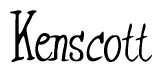The image is of the word Kenscott stylized in a cursive script.