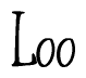 The image contains the word 'Loo' written in a cursive, stylized font.