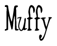 The image contains the word 'Muffy' written in a cursive, stylized font.