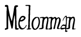 The image is of the word Melonman stylized in a cursive script.