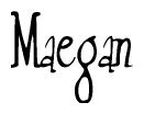 The image is a stylized text or script that reads 'Maegan' in a cursive or calligraphic font.