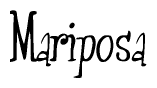 The image is a stylized text or script that reads 'Mariposa' in a cursive or calligraphic font.