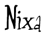 The image contains the word 'Nixa' written in a cursive, stylized font.