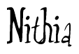 The image contains the word 'Nithia' written in a cursive, stylized font.